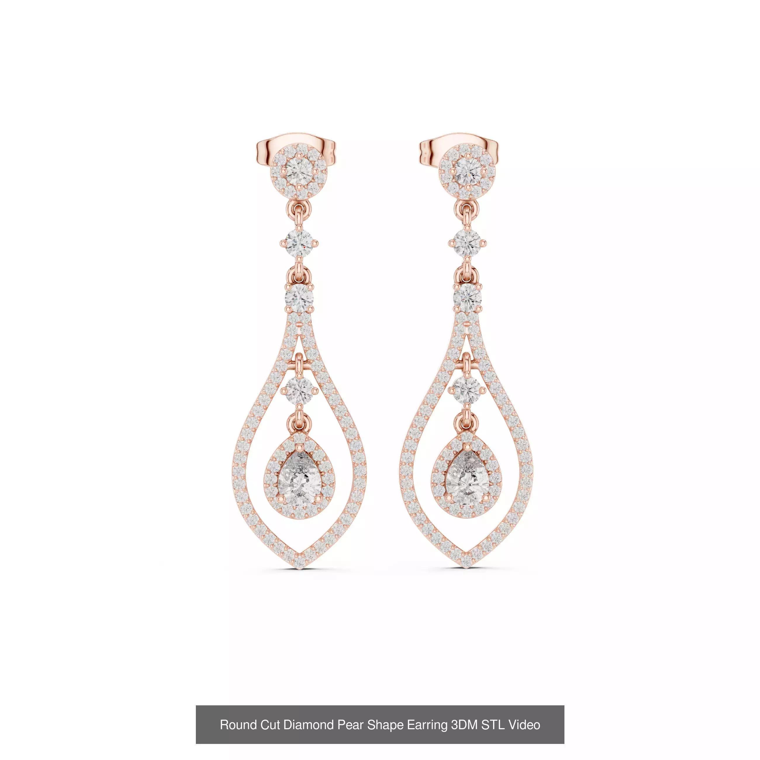 507 Diamond  Woman Earring 3DM STL OBJ FBX 3 Color Render Video 3D Model Collection_121