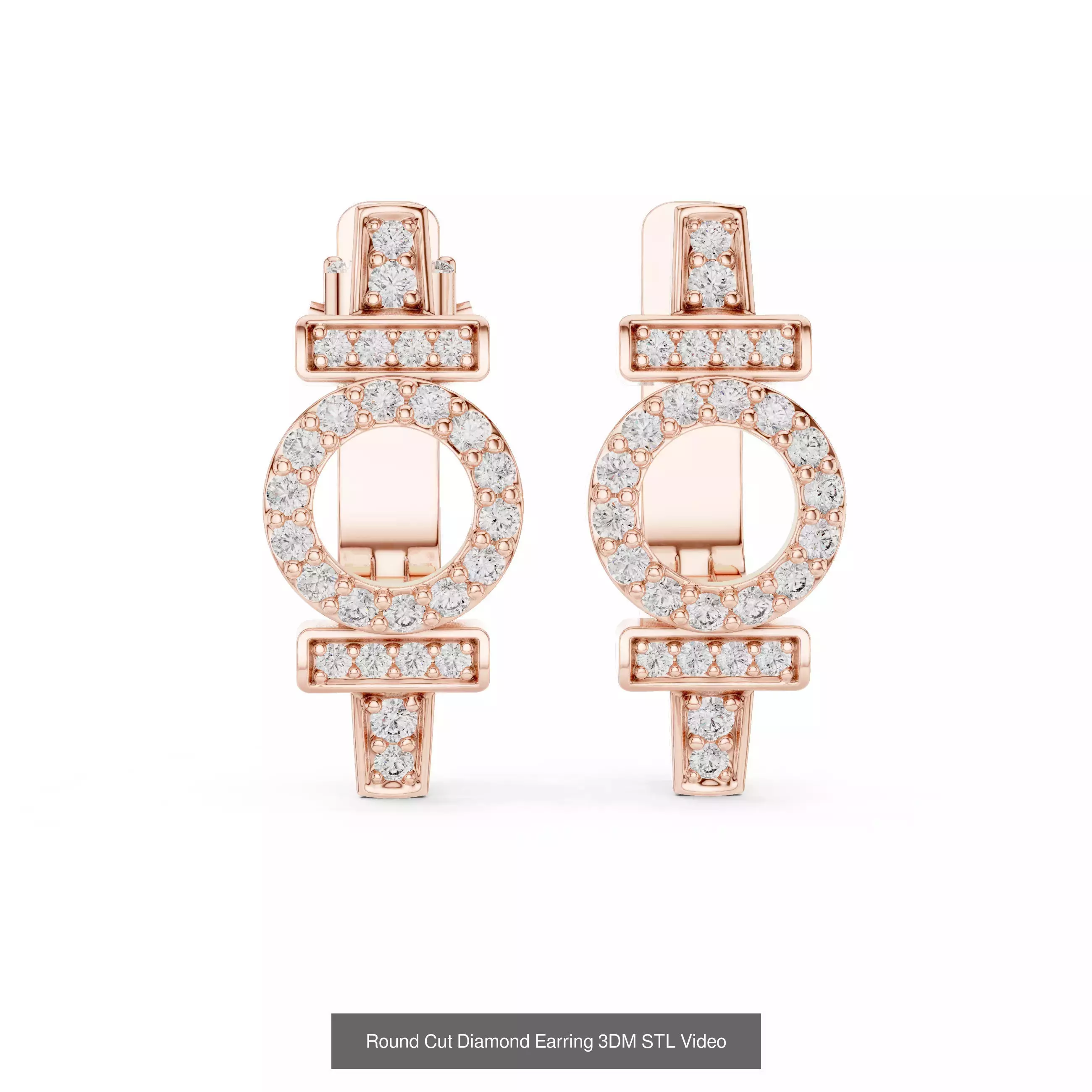507 Diamond  Woman Earring 3DM STL OBJ FBX 3 Color Render Video 3D Model Collection_76
