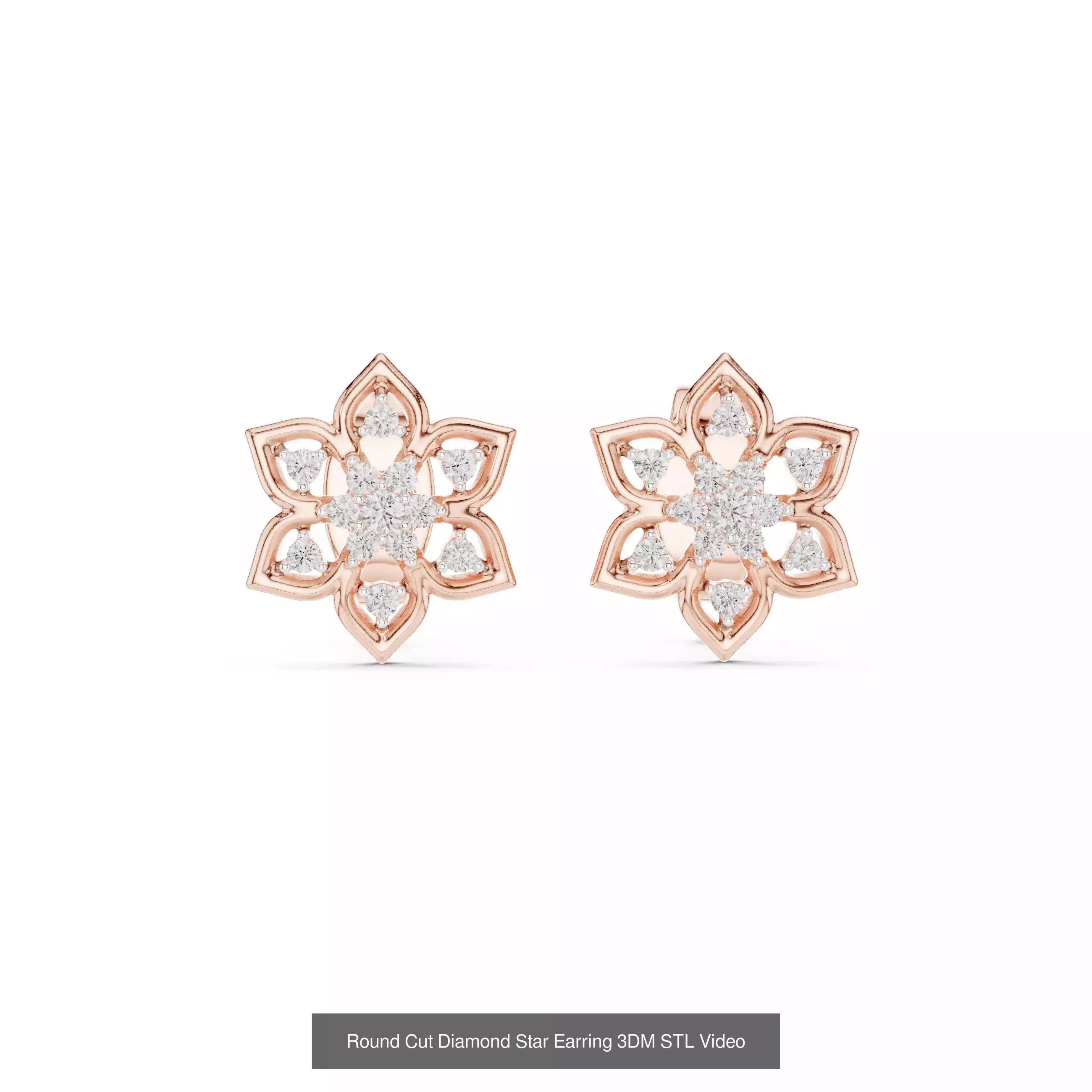 507 Diamond  Woman Earring 3DM STL OBJ FBX 3 Color Render Video 3D Model Collection_109