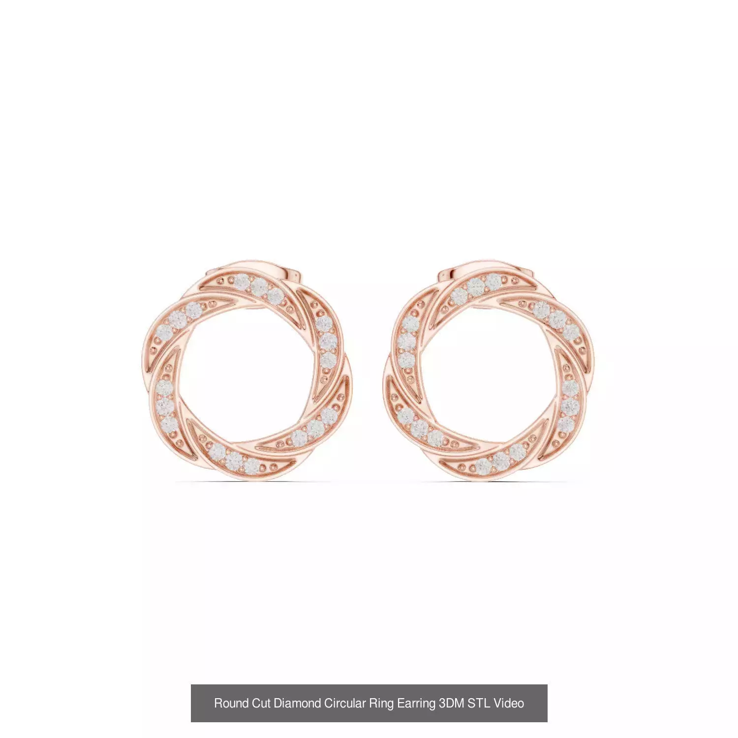 507 Diamond  Woman Earring 3DM STL OBJ FBX 3 Color Render Video 3D Model Collection_250