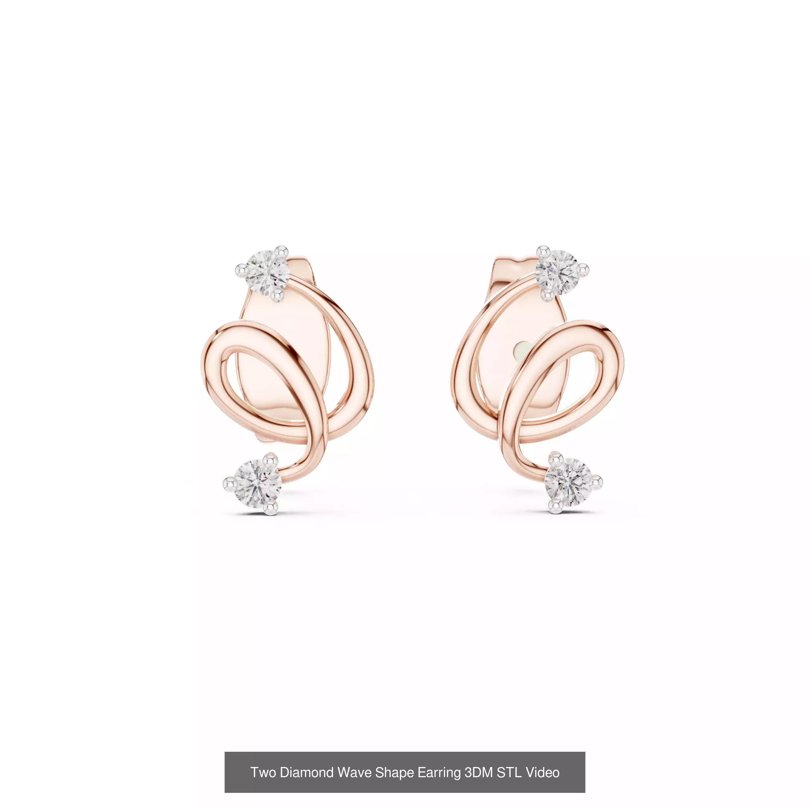 507 Diamond  Woman Earring 3DM STL OBJ FBX 3 Color Render Video 3D Model Collection_93