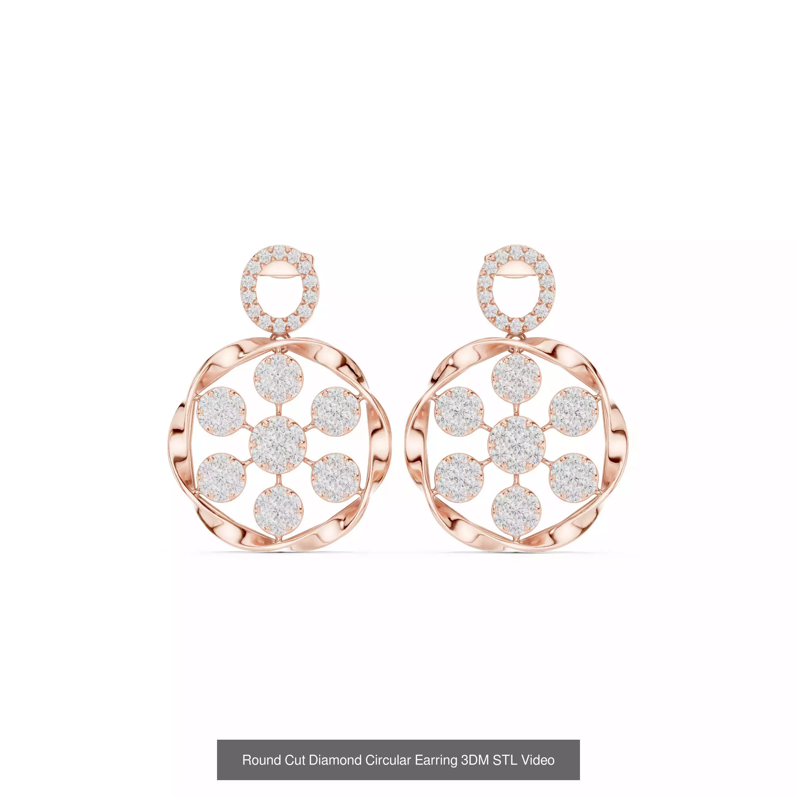 507 Diamond  Woman Earring 3DM STL OBJ FBX 3 Color Render Video 3D Model Collection_245