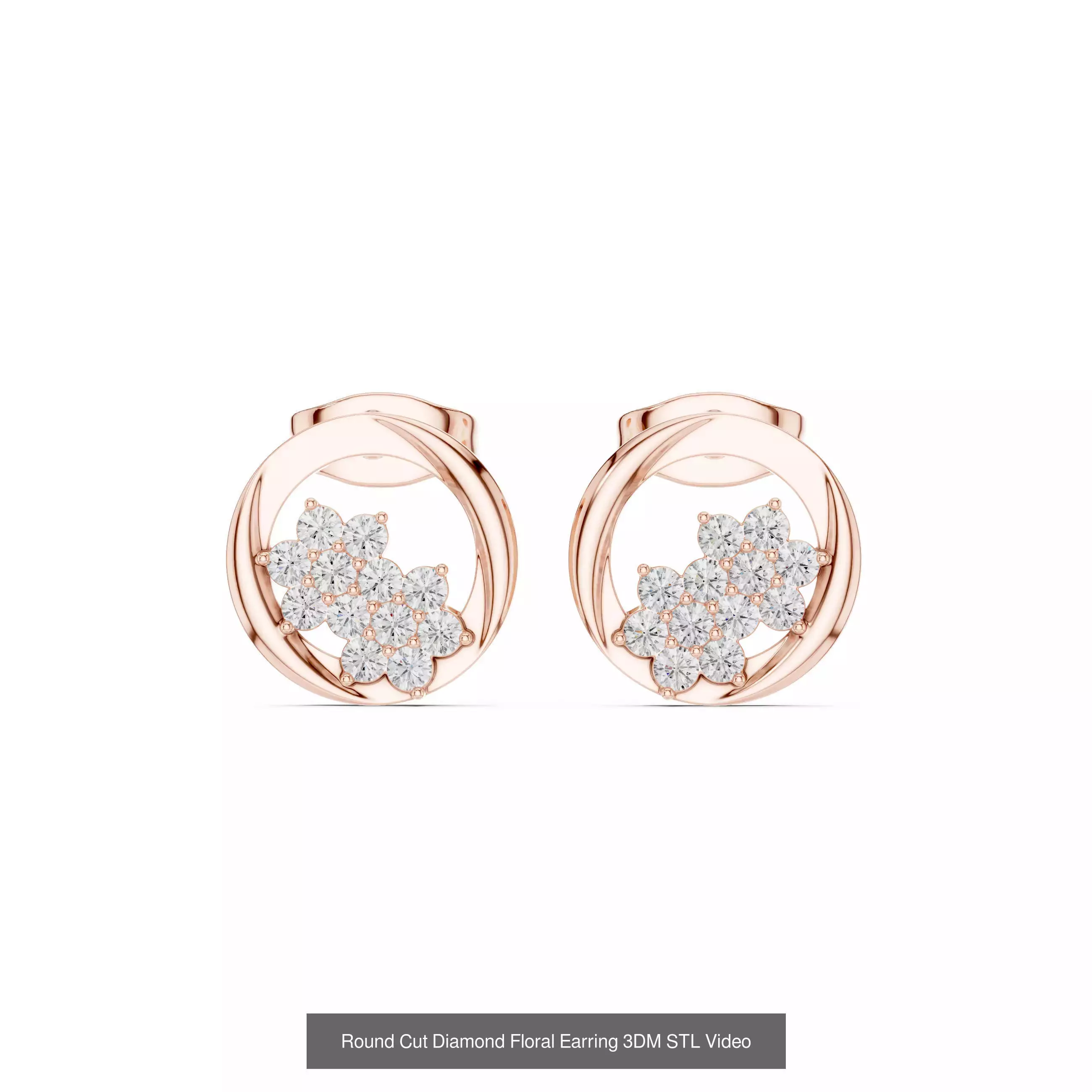507 Diamond  Woman Earring 3DM STL OBJ FBX 3 Color Render Video 3D Model Collection_223