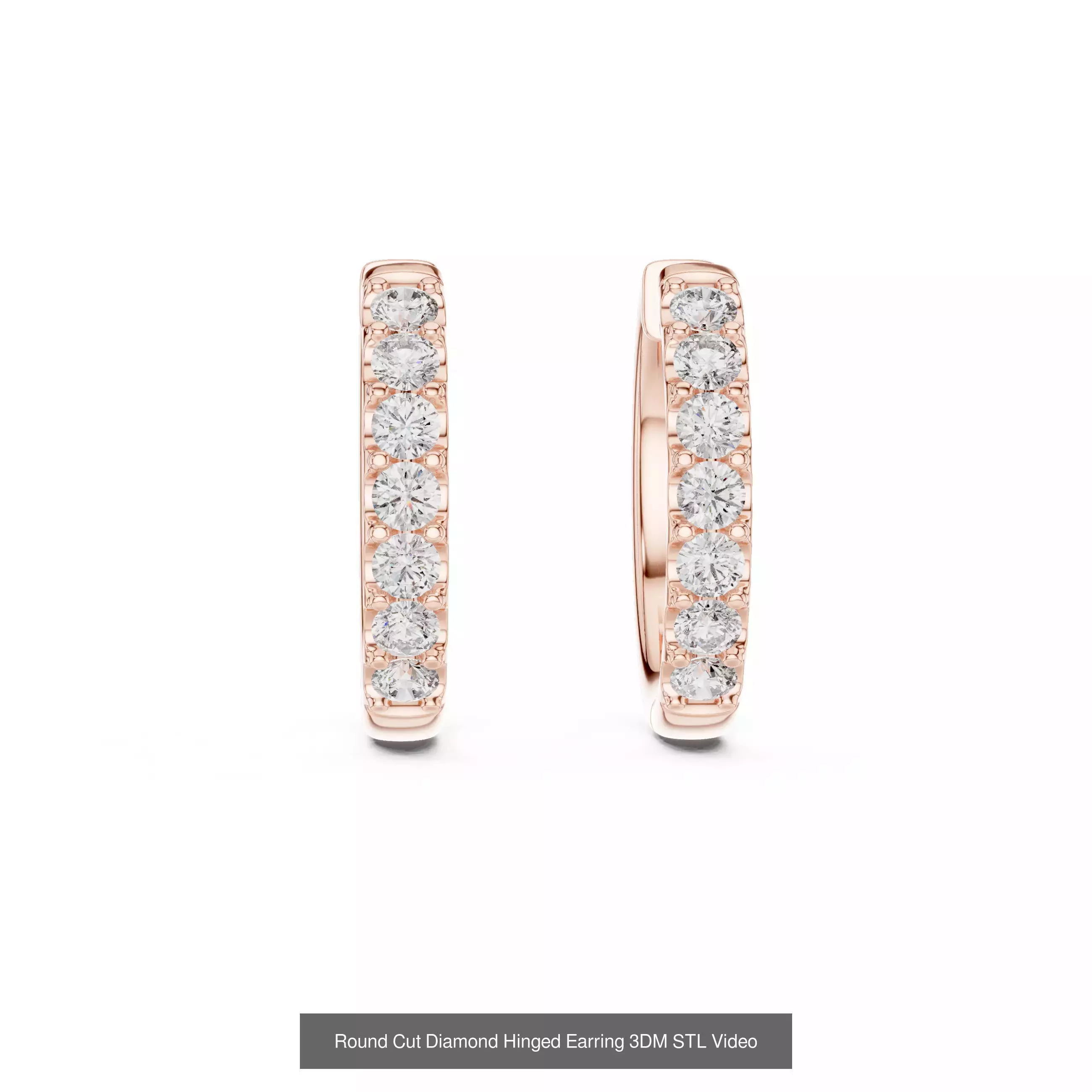 507 Diamond  Woman Earring 3DM STL OBJ FBX 3 Color Render Video 3D Model Collection_199