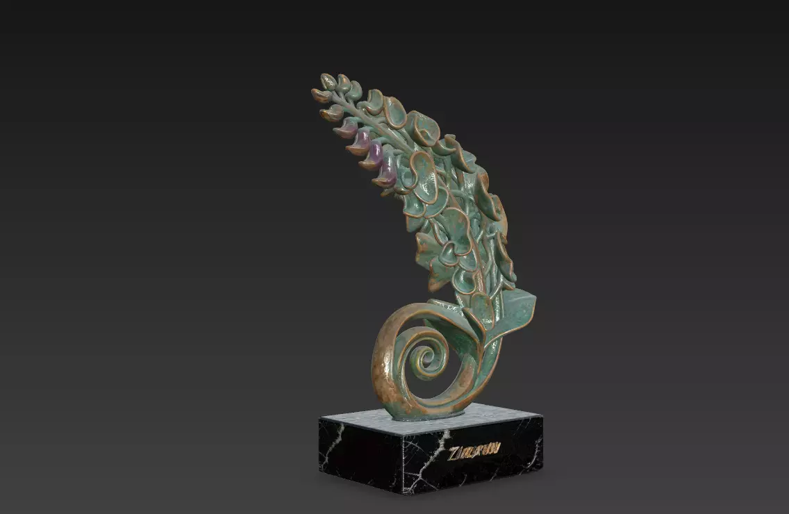 Wisteria flower sculpture design art display piece with STL 3D print model