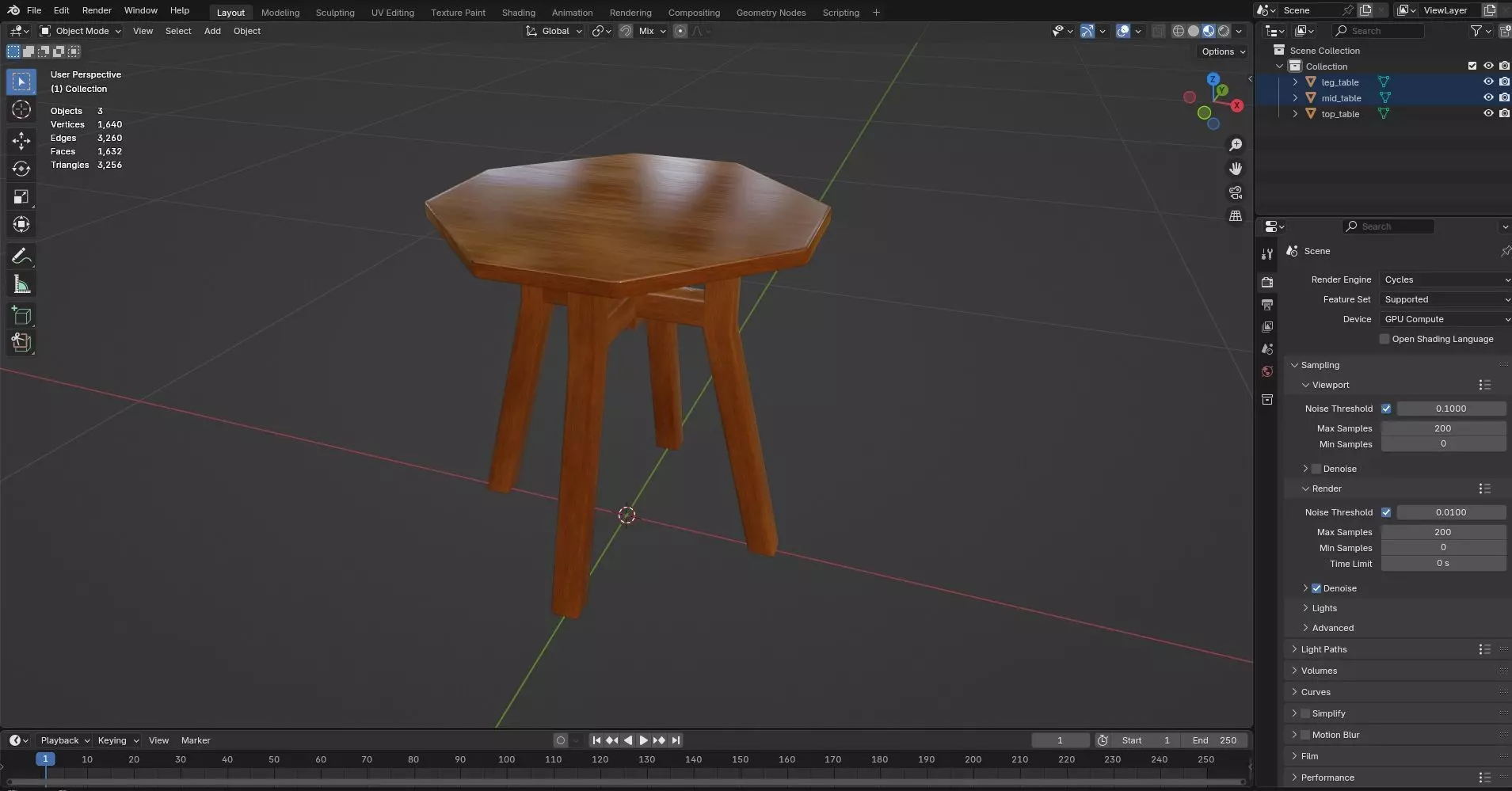 Octagon Table CG2 3D model_8