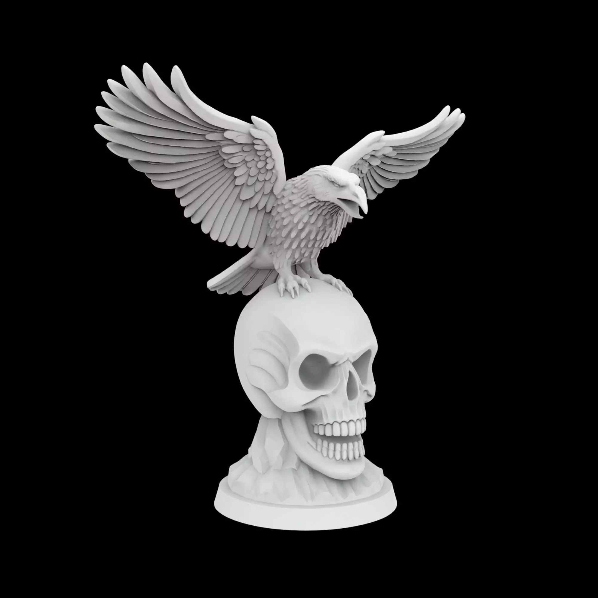 Raven on Skull Gothic Sculpture 3D P 3D print model