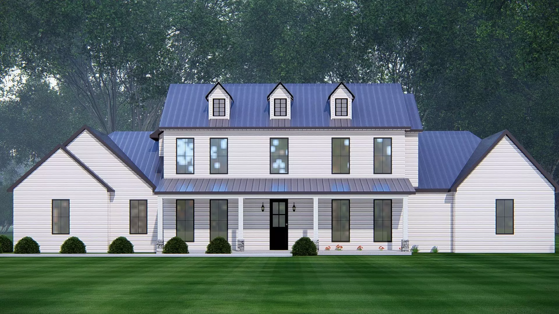 Ranch Farmhouse 3D Model  Classic American Country Home Exterior 3D model_0