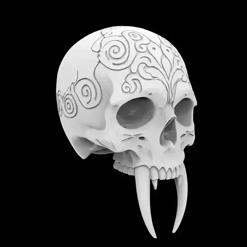 Tribal Skull with Fangs