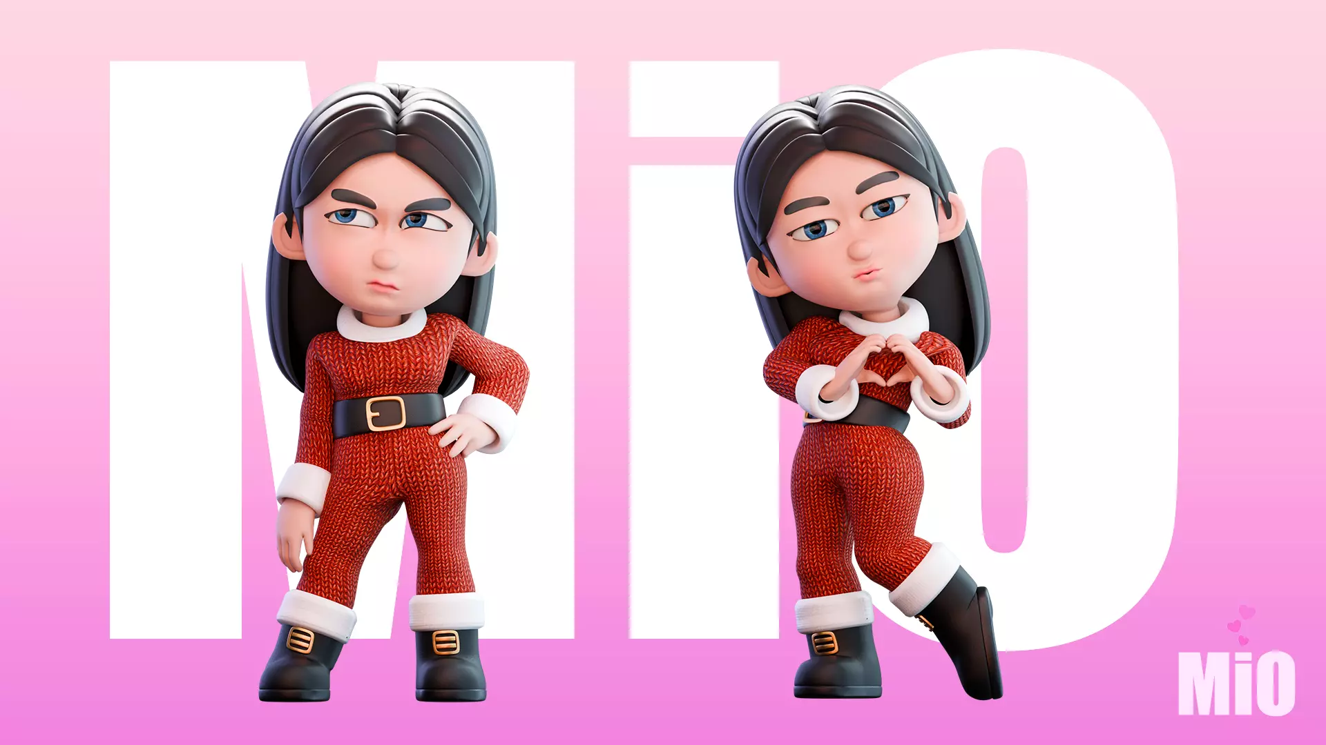 Girl Character Mio 3D model_0