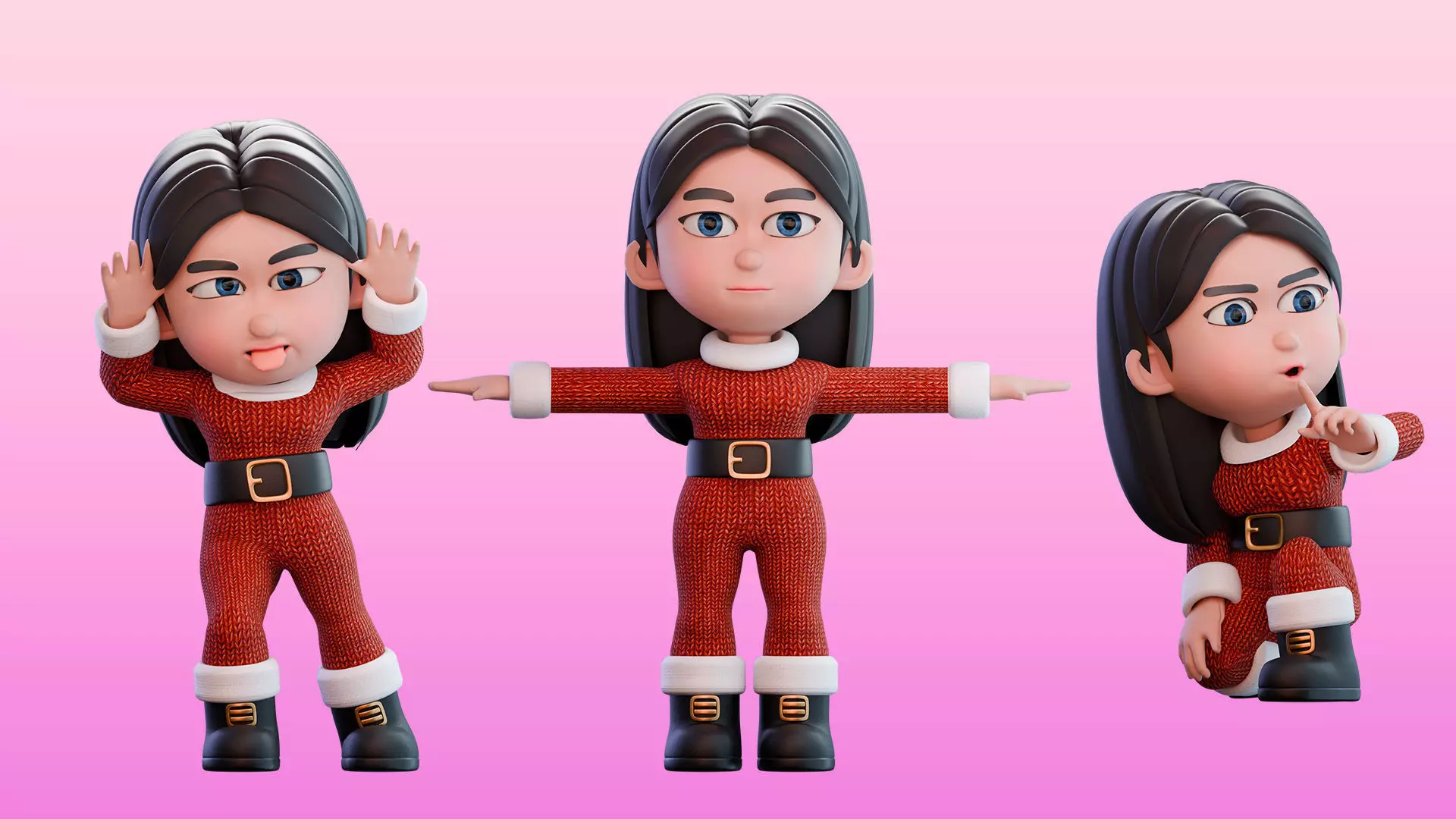 Girl Character Mio 3D model_6