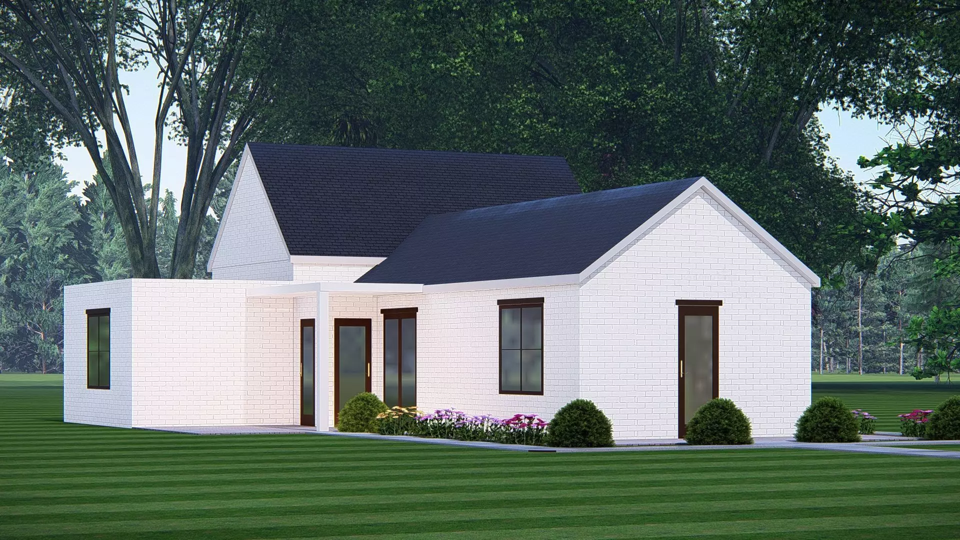 American Exterior House Design Classic Modern Country Home 3D model_1