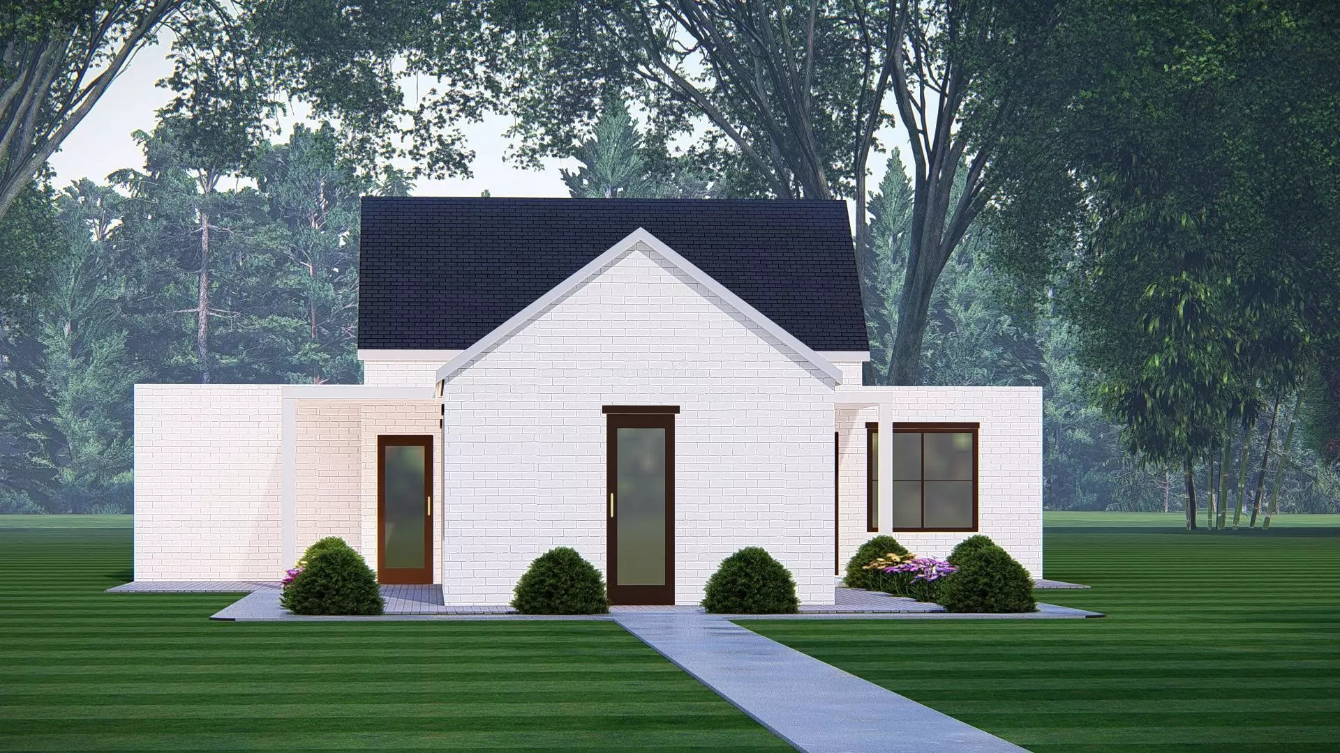 American Exterior House Design Classic Modern Country Home 3D model_4
