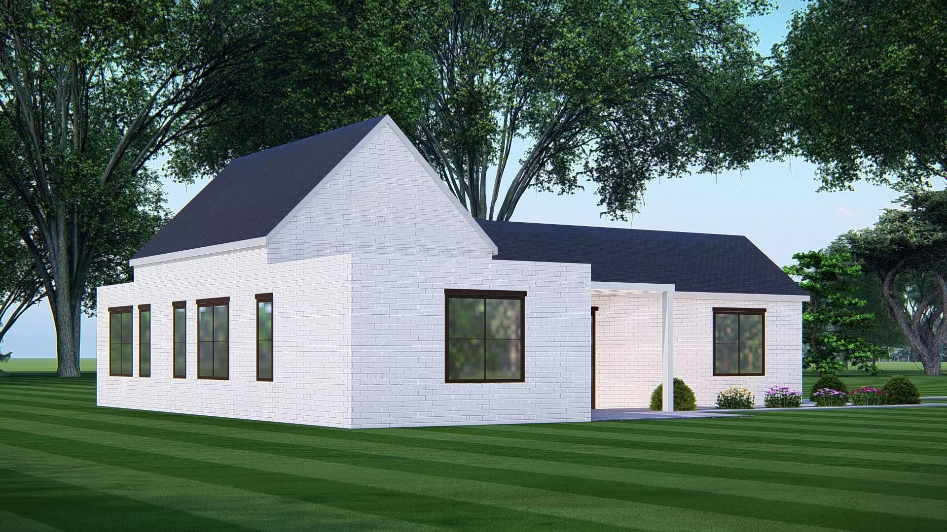 American Exterior House Design Classic Modern Country Home 3D model_3
