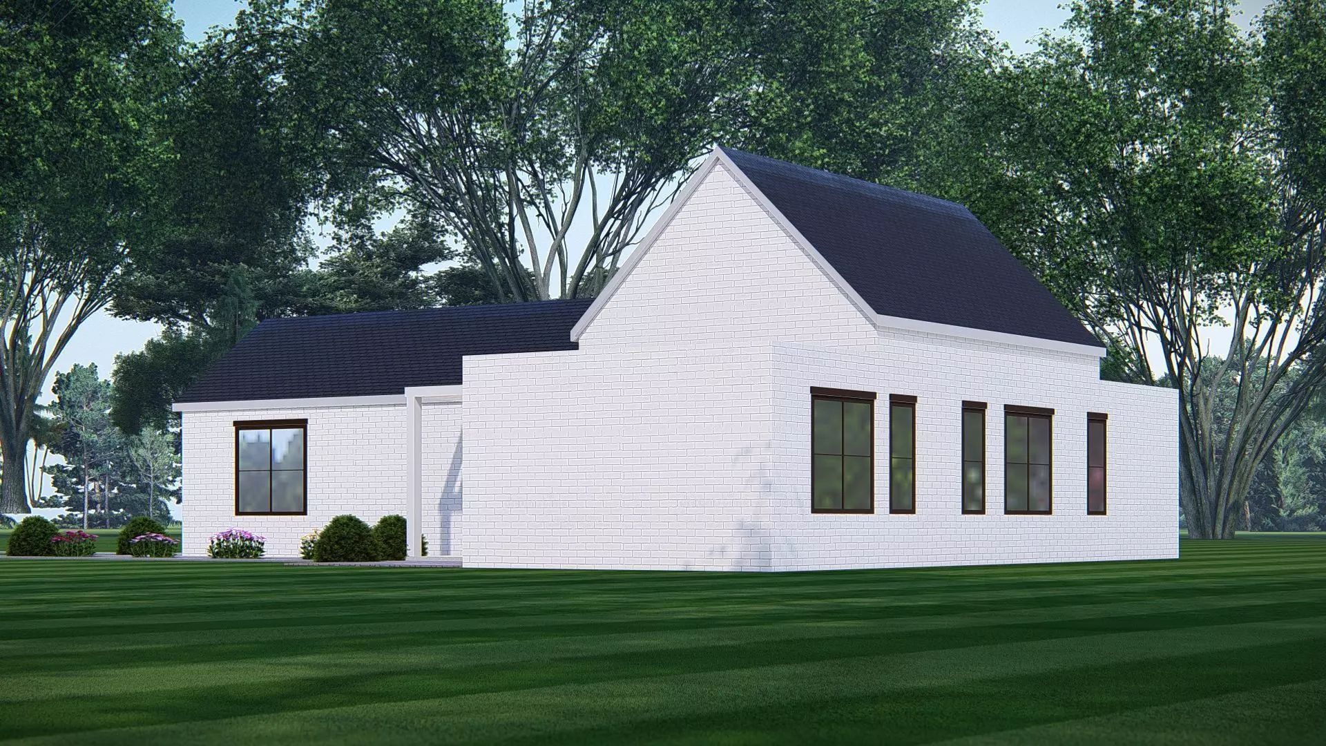 American Exterior House Design Classic Modern Country Home 3D model_2