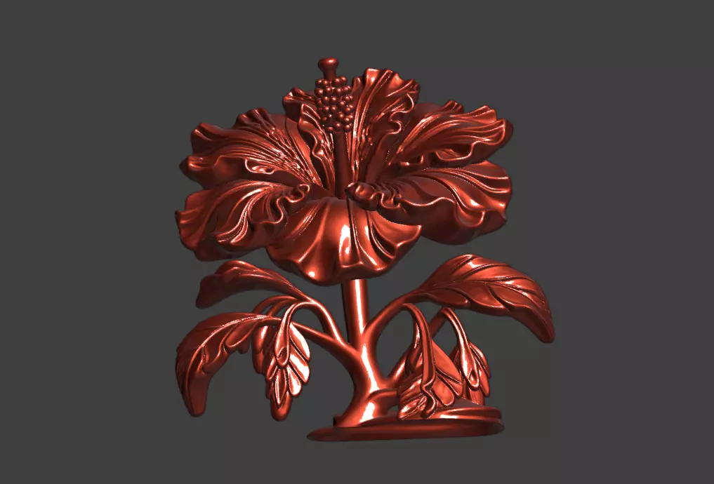 Hibiscus flower sculpture 3D model of Hibiscus flower 3D print model_0