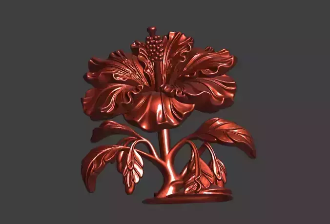 Hibiscus flower sculpture 3D model of Hibiscus flower