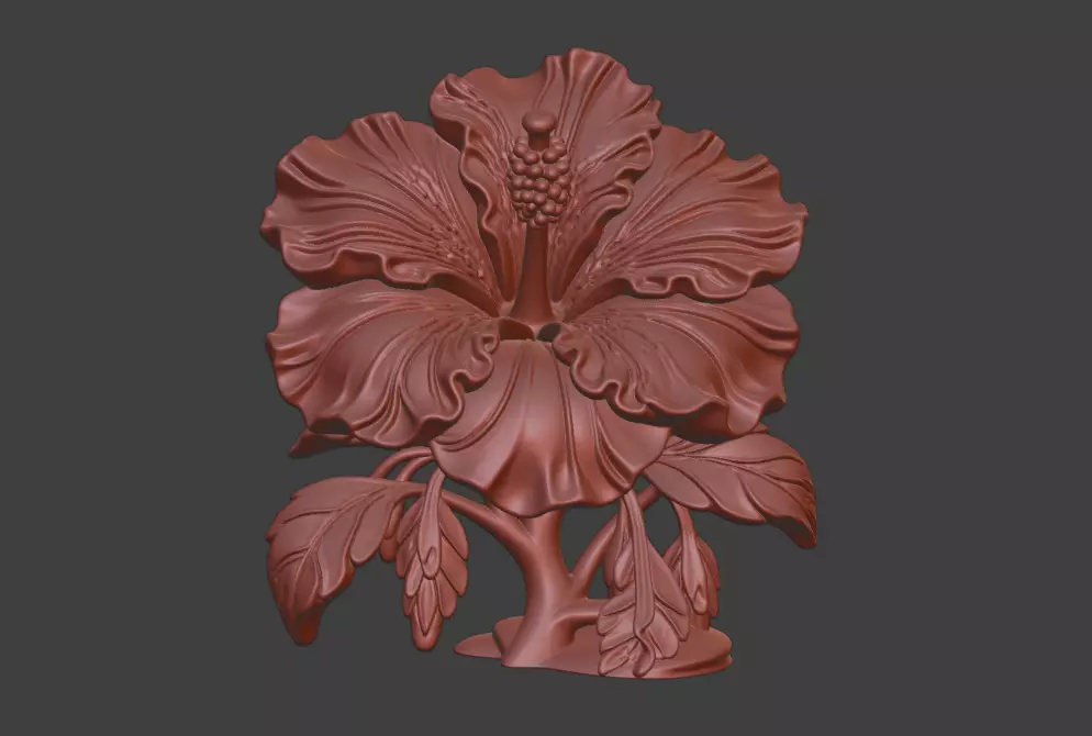 Hibiscus flower sculpture 3D model of Hibiscus flower 3D print model_11