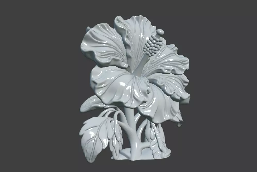 Hibiscus flower sculpture 3D model of Hibiscus flower 3D print model_6