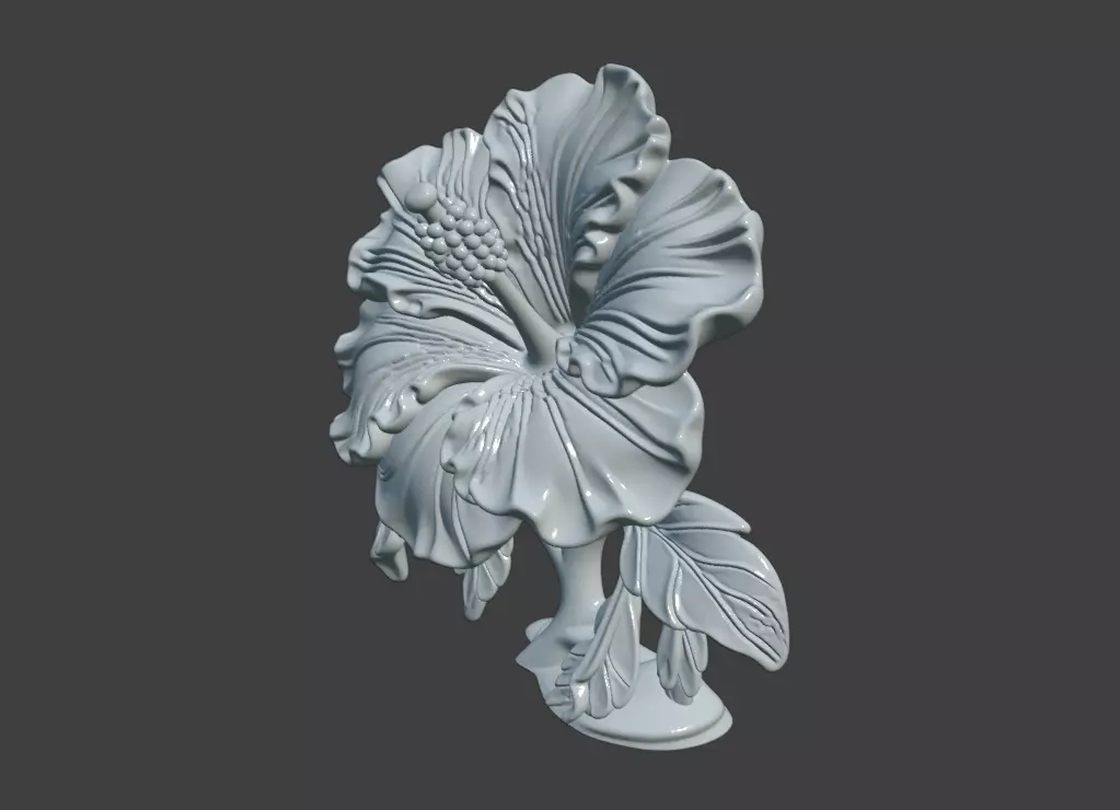 Hibiscus flower sculpture 3D model of Hibiscus flower 3D print model_12