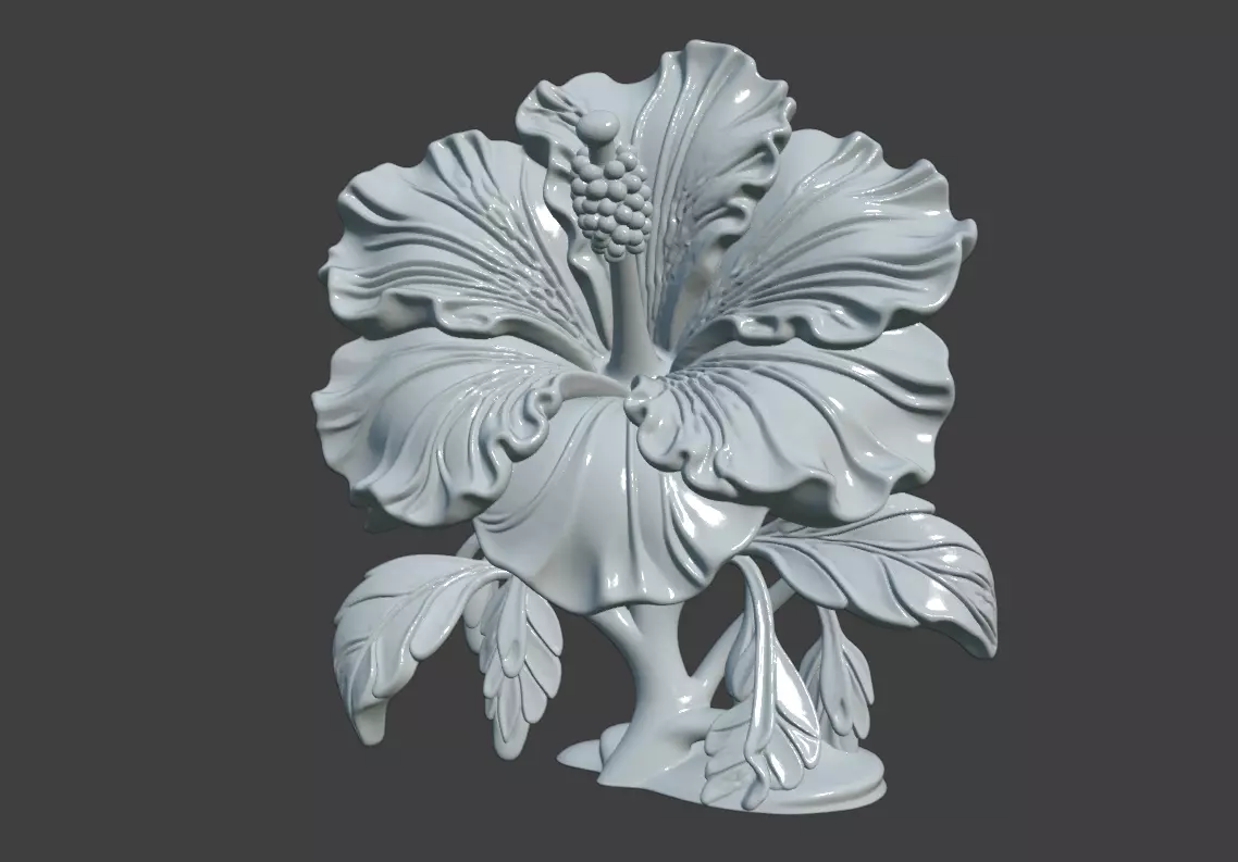 Hibiscus flower sculpture 3D model of Hibiscus flower 3D print model_7