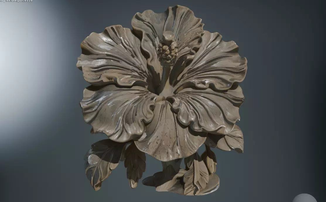 Hibiscus flower sculpture 3D model of Hibiscus flower 3D print model_8