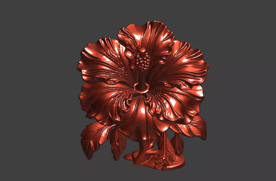 Hibiscus flower sculpture 3D model of Hibiscus flower 3D print model_1