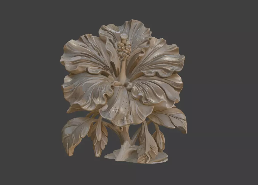Hibiscus flower sculpture 3D model of Hibiscus flower 3D print model_4