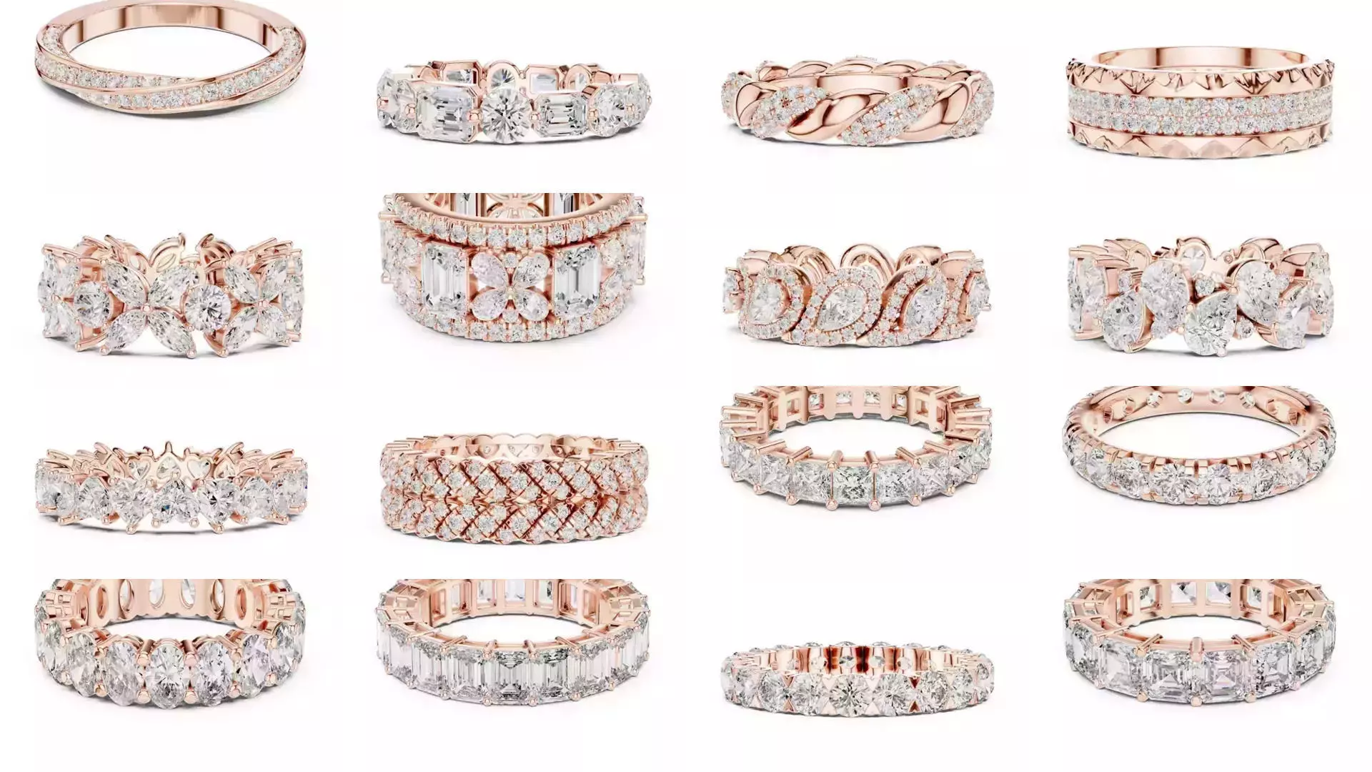 105 Full Eternity Wedding Band 3DM STL OBJ FBX 3 Render Video 3D Model Collection_4