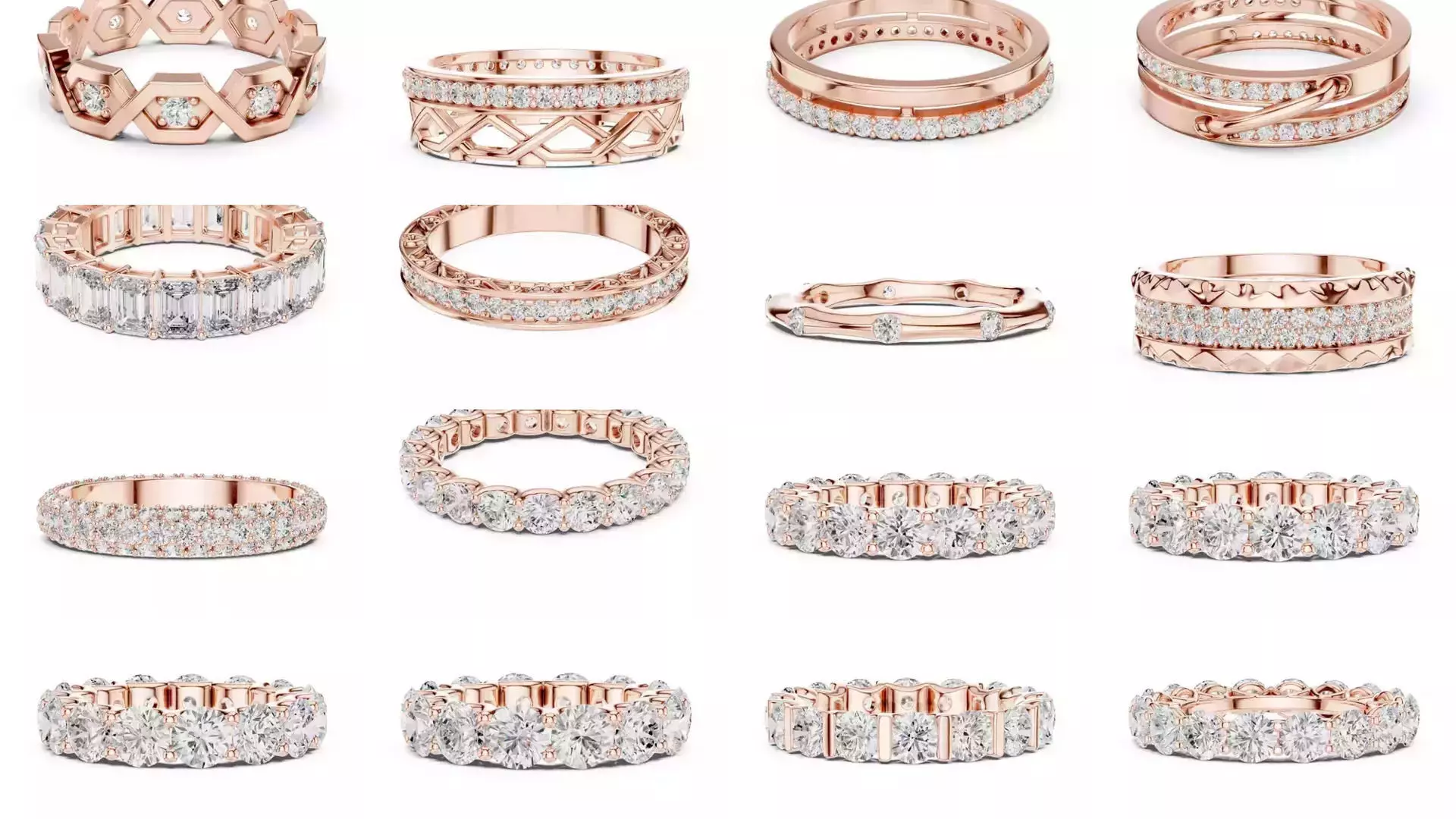 105 Full Eternity Wedding Band 3DM STL OBJ FBX 3 Render Video 3D Model Collection_6