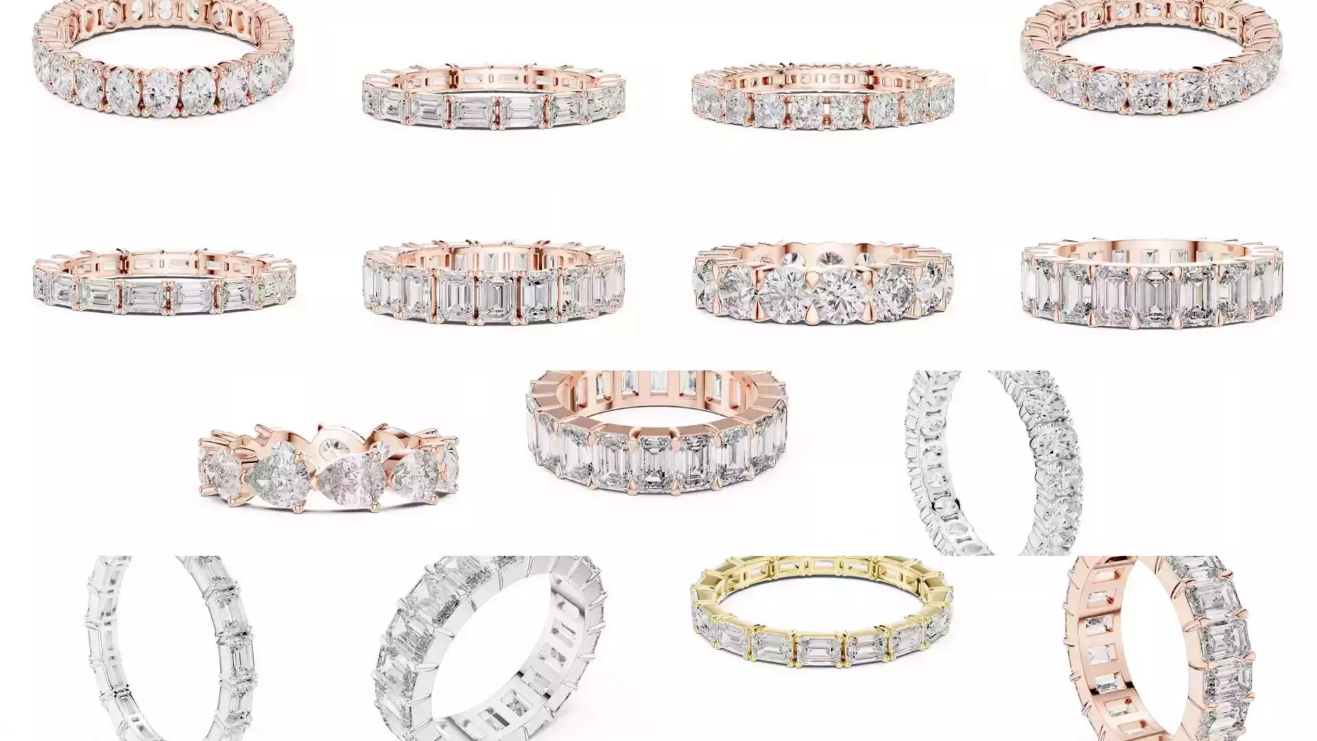 105 Full Eternity Wedding Band 3DM STL OBJ FBX 3 Render Video 3D Model Collection_11