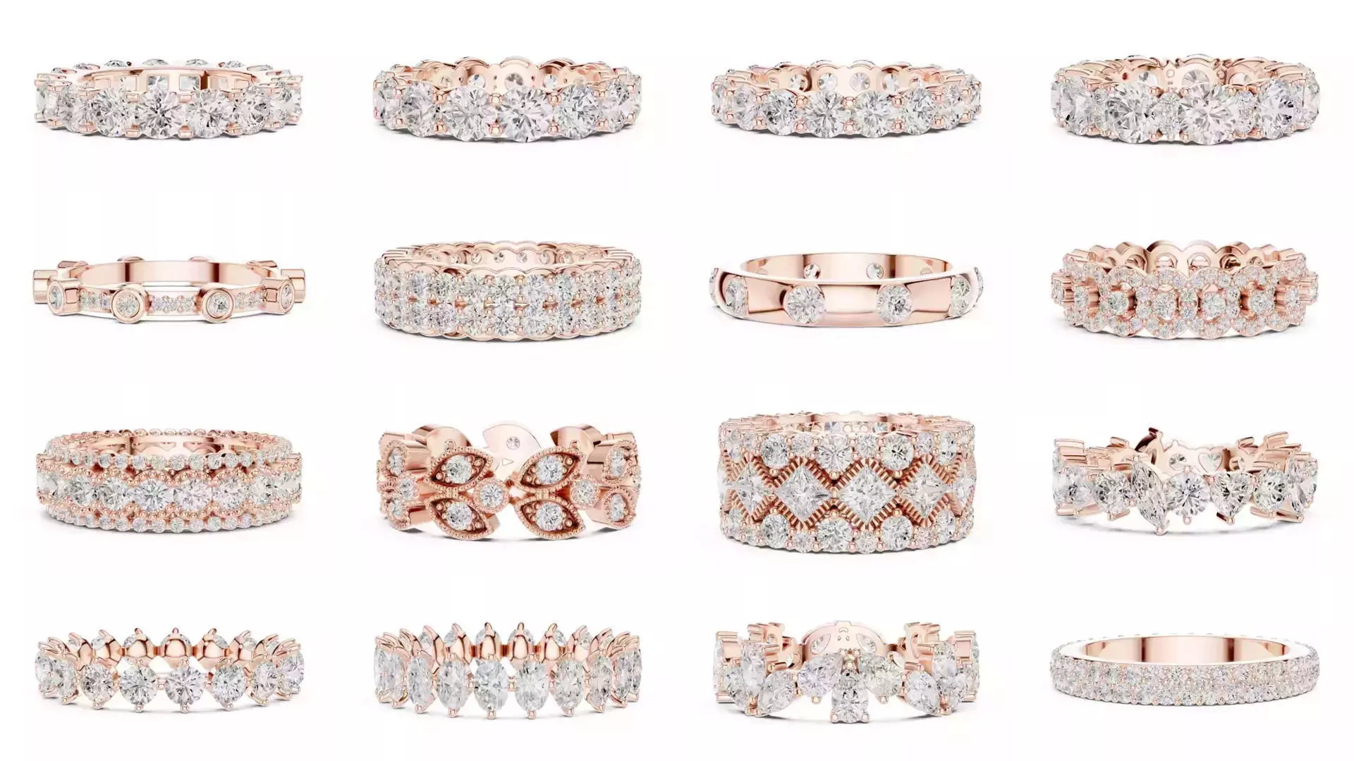 105 Full Eternity Wedding Band 3DM STL OBJ FBX 3 Render Video 3D Model Collection_8