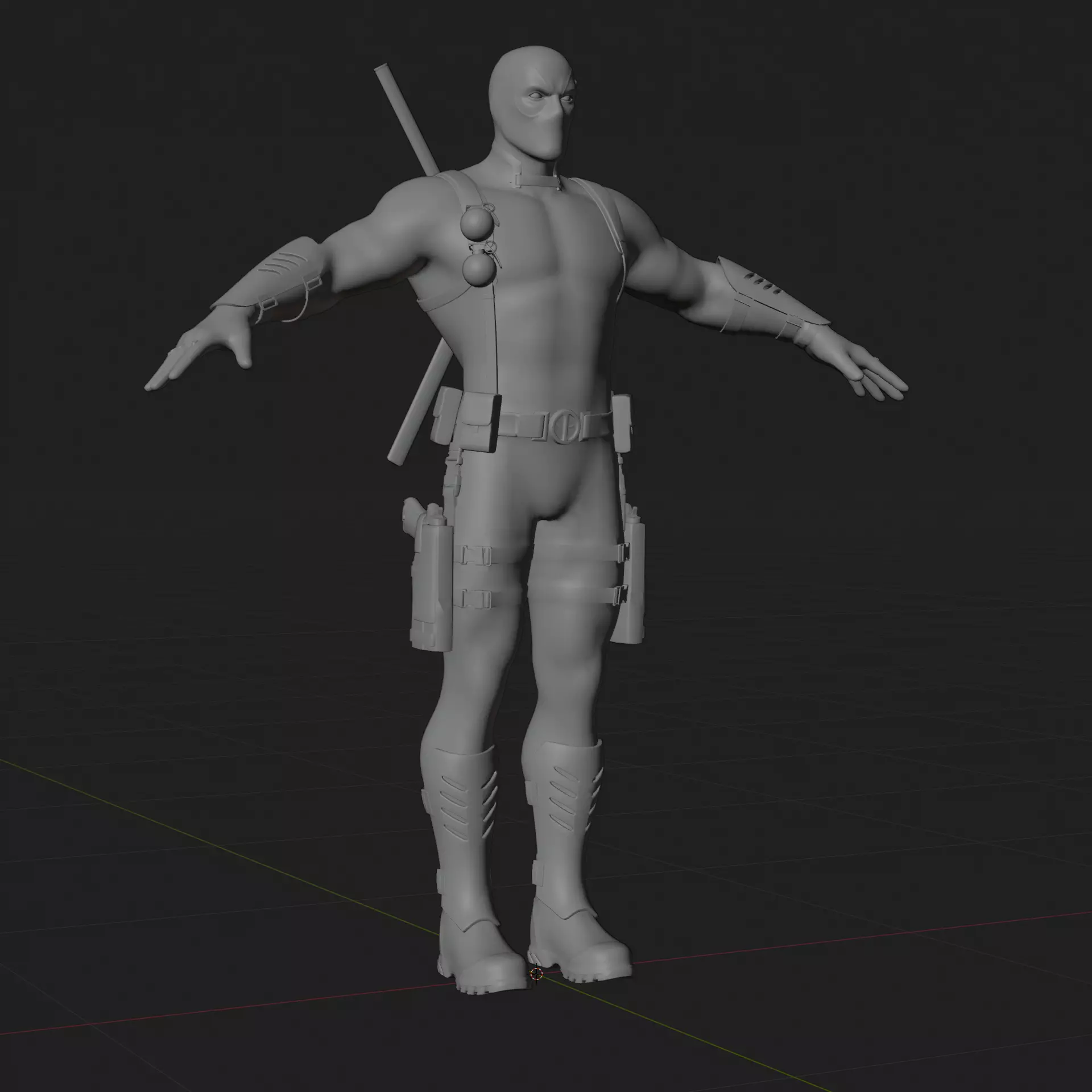 Deadpool 3D Model Rigged PBR Blender FBX OBJ Low-poly 3D model_5