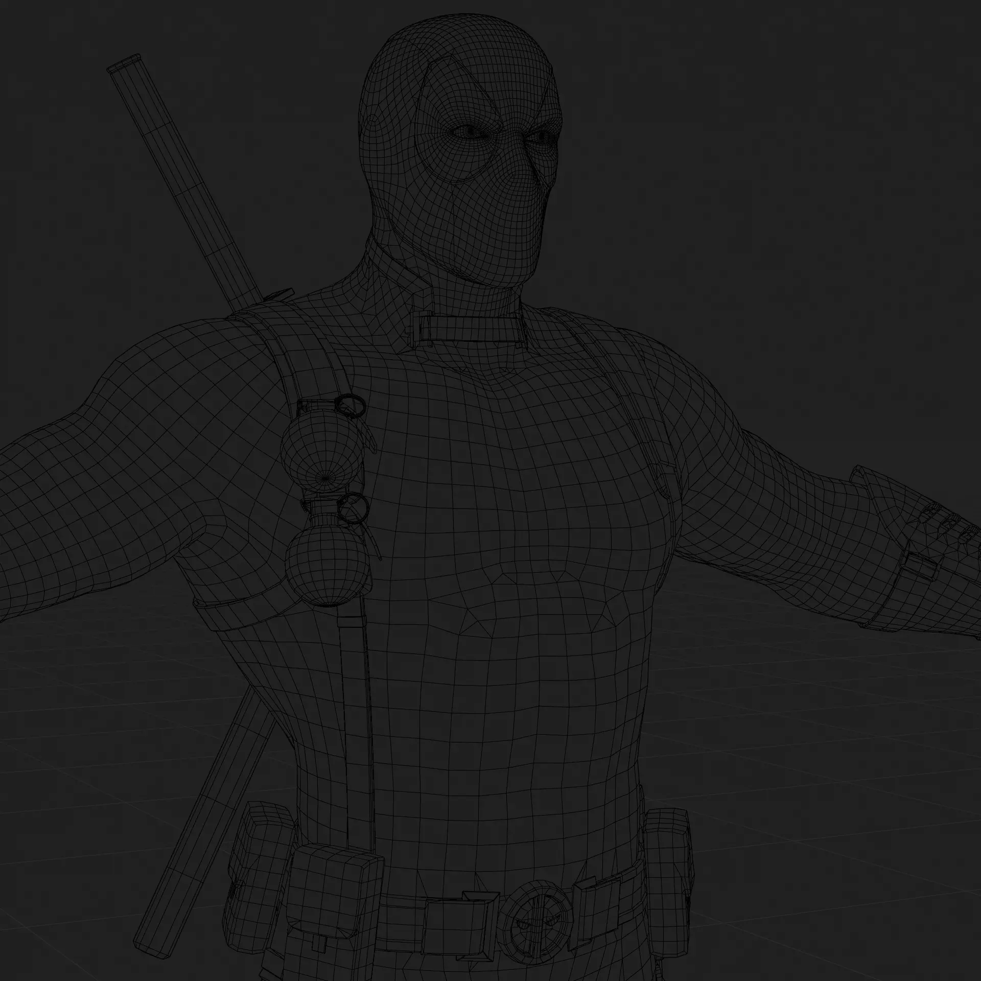 Deadpool 3D Model Rigged PBR Blender FBX OBJ Low-poly 3D model_12