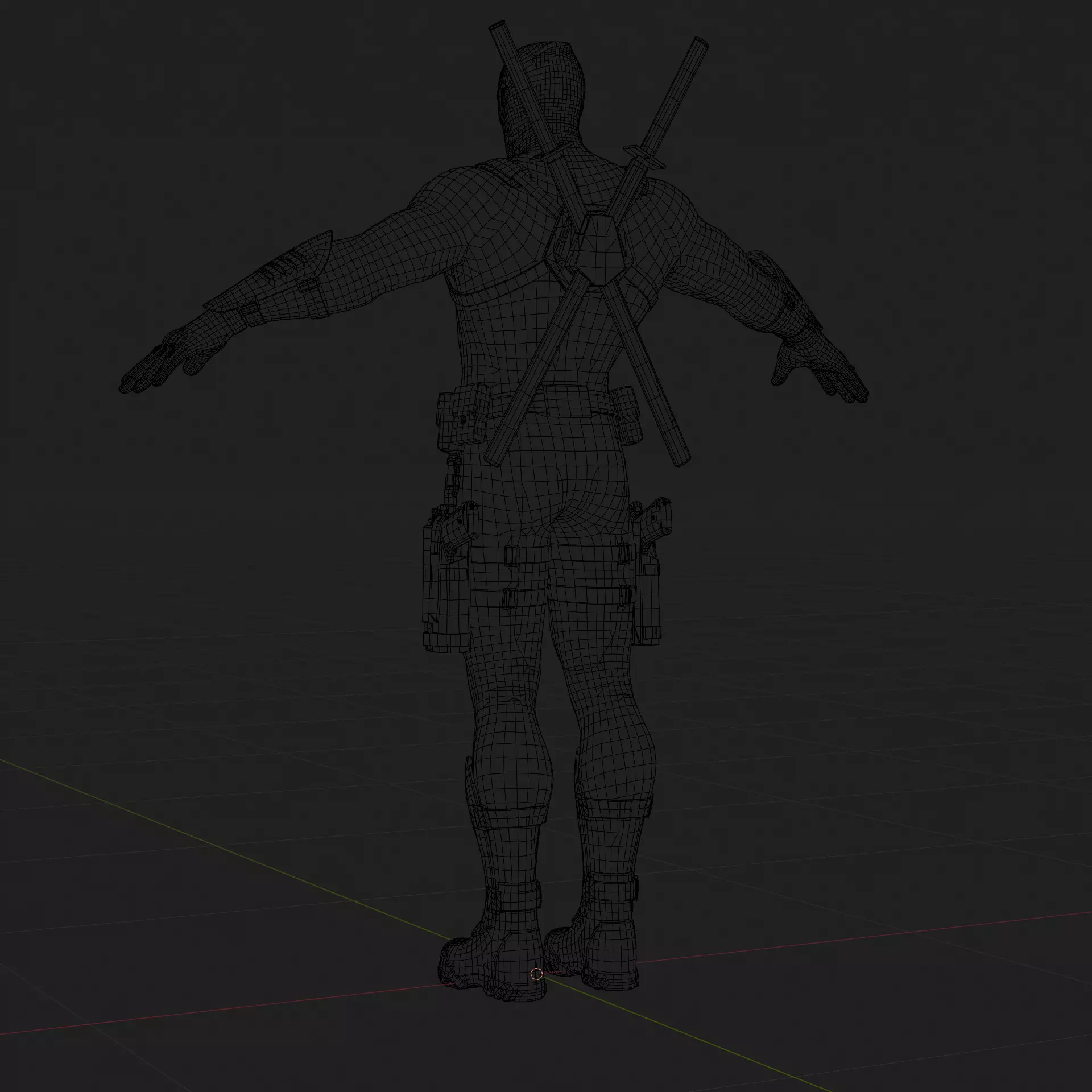 Deadpool 3D Model Rigged PBR Blender FBX OBJ Low-poly 3D model_11