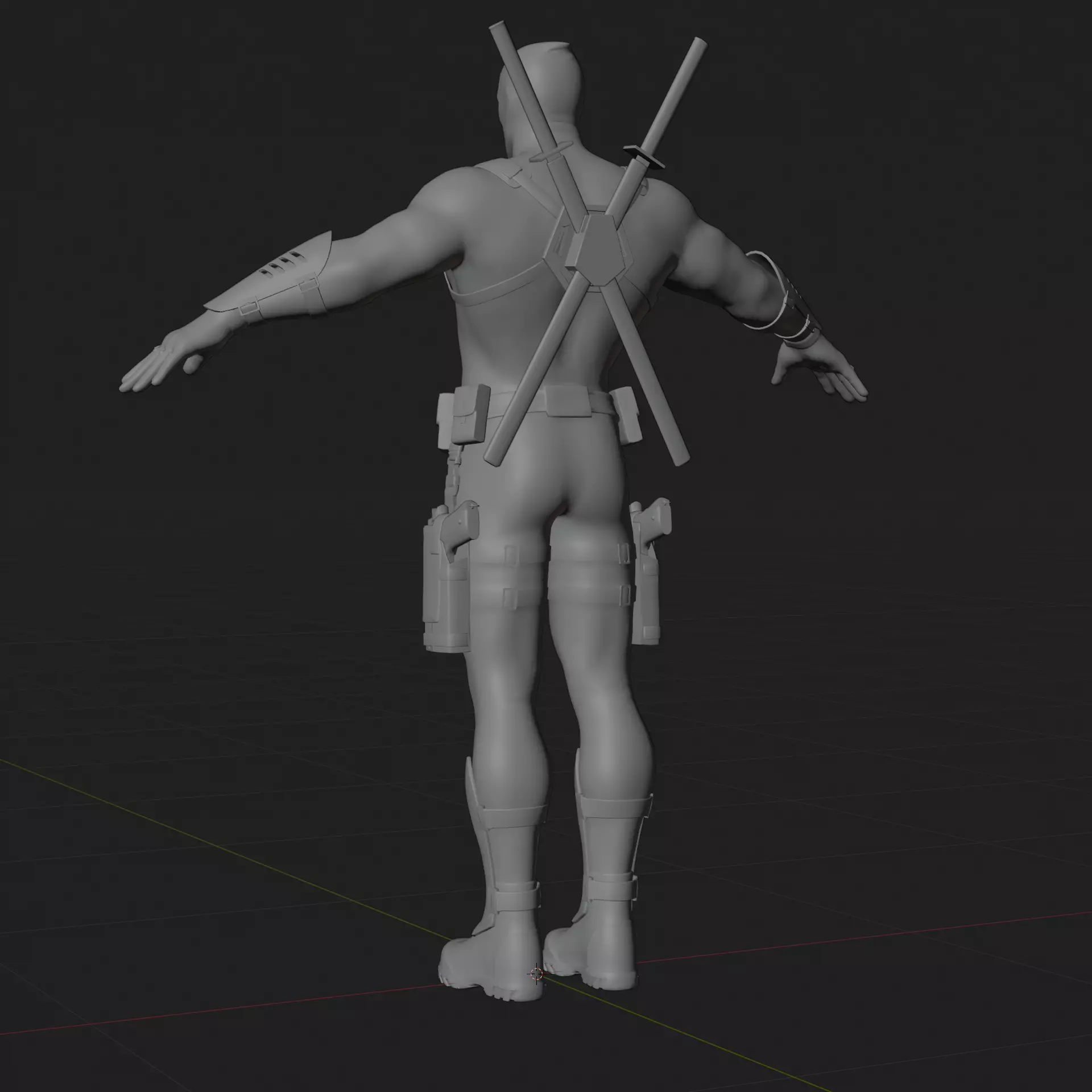 Deadpool 3D Model Rigged PBR Blender FBX OBJ Low-poly 3D model_6