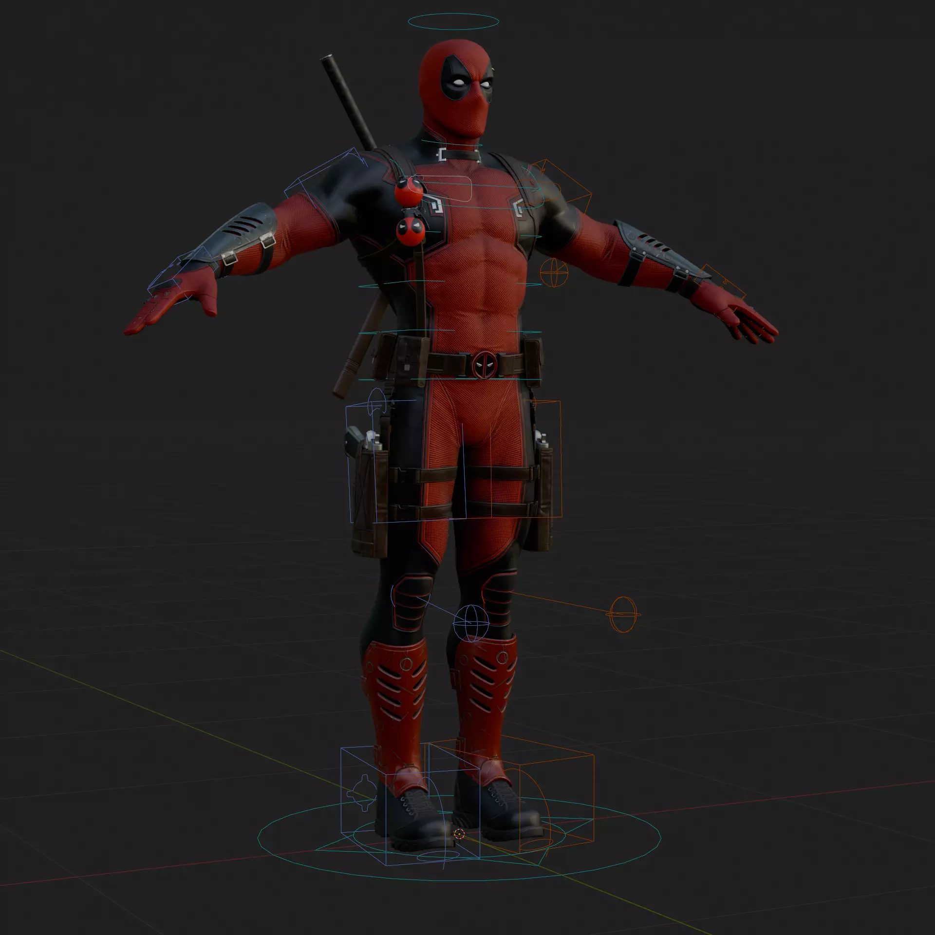 Deadpool 3D Model Rigged PBR Blender FBX OBJ Low-poly 3D model_0