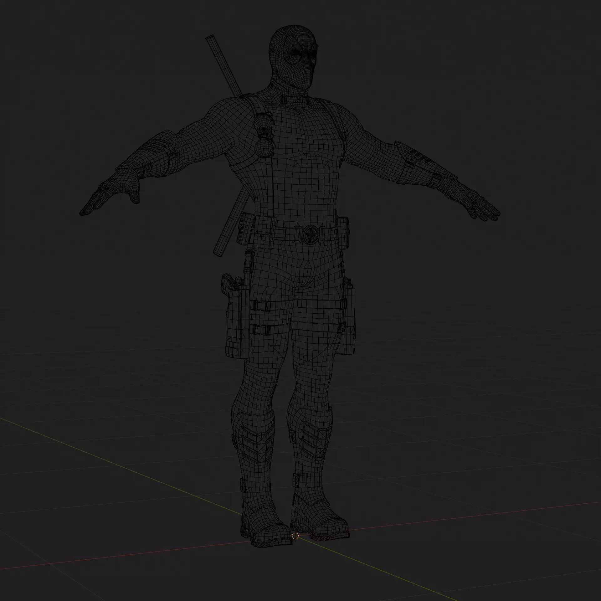 Deadpool 3D Model Rigged PBR Blender FBX OBJ Low-poly 3D model_10