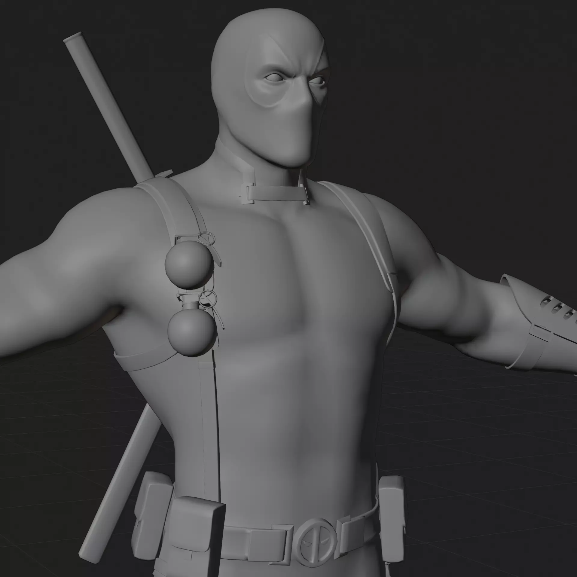 Deadpool 3D Model Rigged PBR Blender FBX OBJ Low-poly 3D model_7