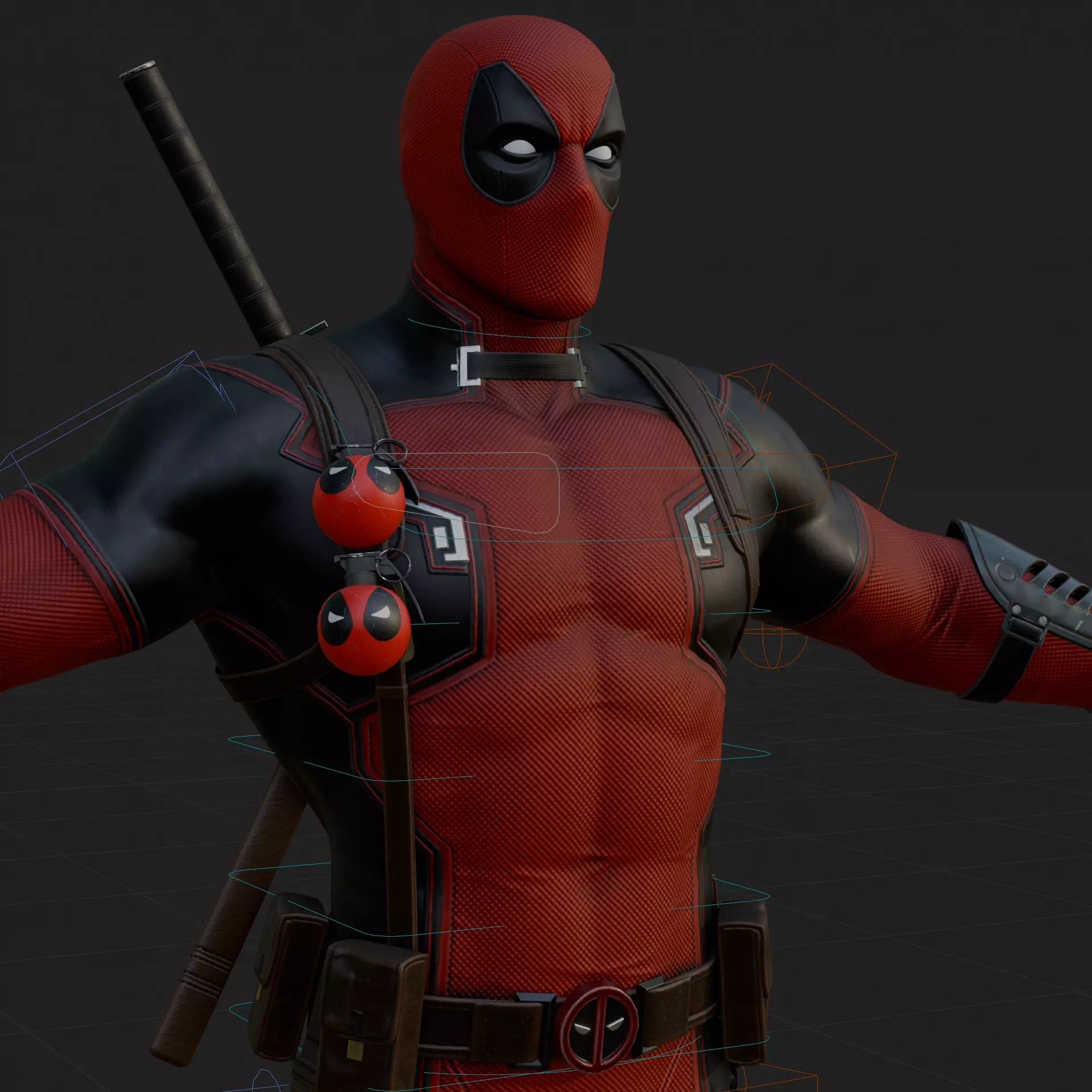 Deadpool 3D Model Rigged PBR Blender FBX OBJ Low-poly 3D model_2