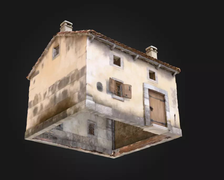 Rustic Stone Cottage Low-poly 3D model_3