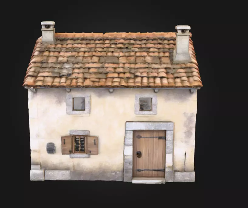 Rustic Stone Cottage Low-poly 3D model_1