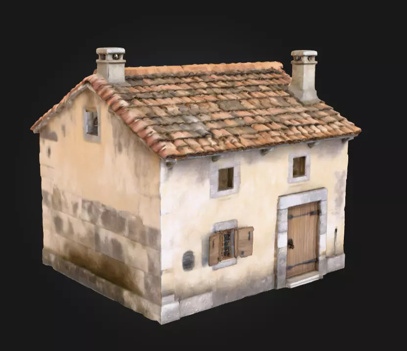 Rustic Stone Cottage Low-poly 3D model_10
