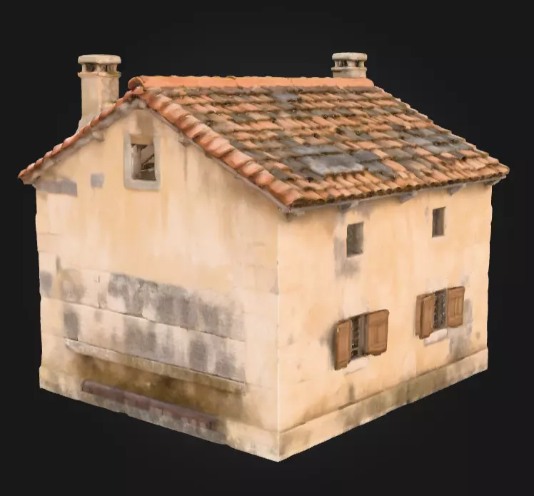 Rustic Stone Cottage Low-poly 3D model_9