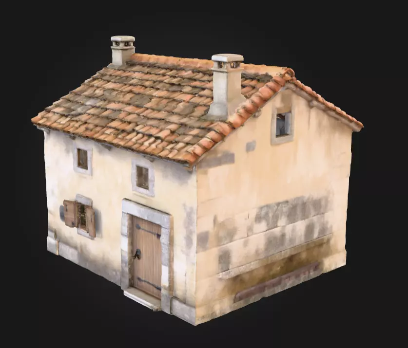 Rustic Stone Cottage Low-poly 3D model_0