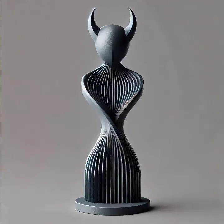 Minimalist Horned Abstract Sculpture 3D print model_0