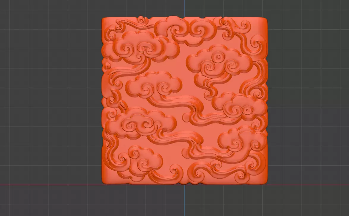 Patterned relief of auspicious clouds and ruyi 3D print model