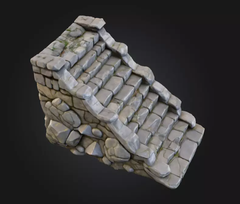 Stone Staircase Low-poly 3D model_6