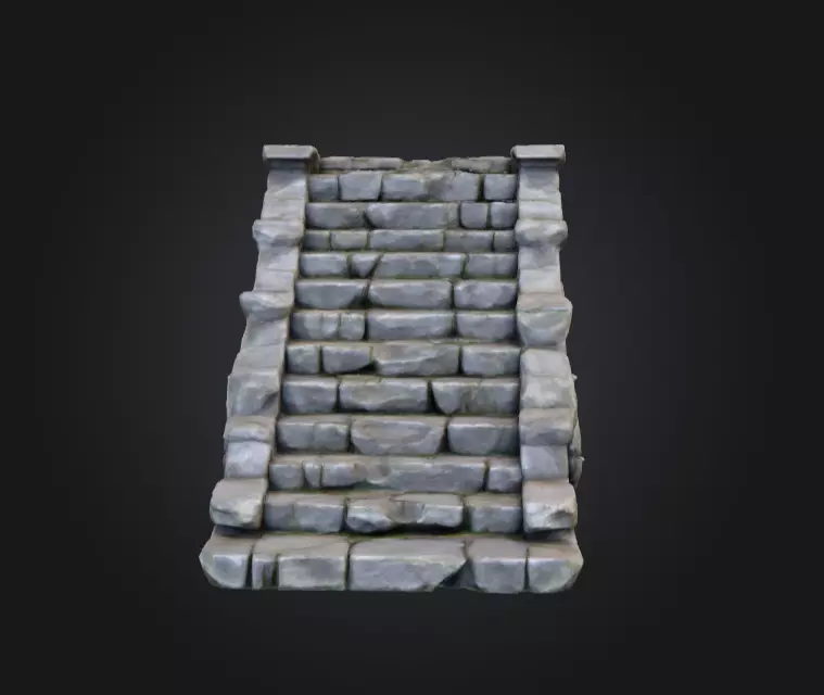 Stone Staircase Low-poly 3D model_2