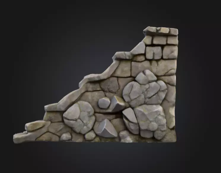 Stone Staircase Low-poly 3D model_5